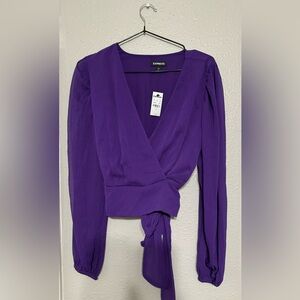 Express Women's Purple Wrap Top